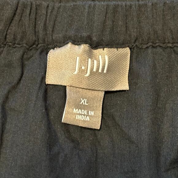 J.Jill Black Embroidered Maxi Skirt XL Crinkle Peasant Boho Elastic Waist Lined - Picture 3 of 9